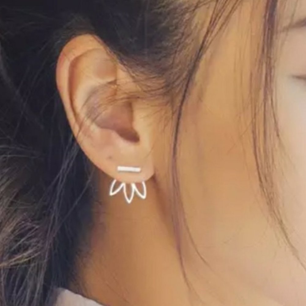 Silver Lotus Flower Earrings